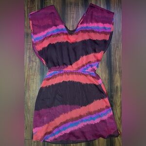 Express Striped Midi Dress in Red, Purple, Black